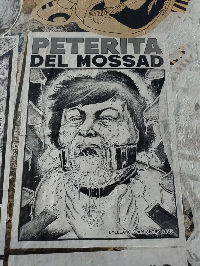 Cartel pegado en San Telmo. Milei por Emiliano Ciarlante