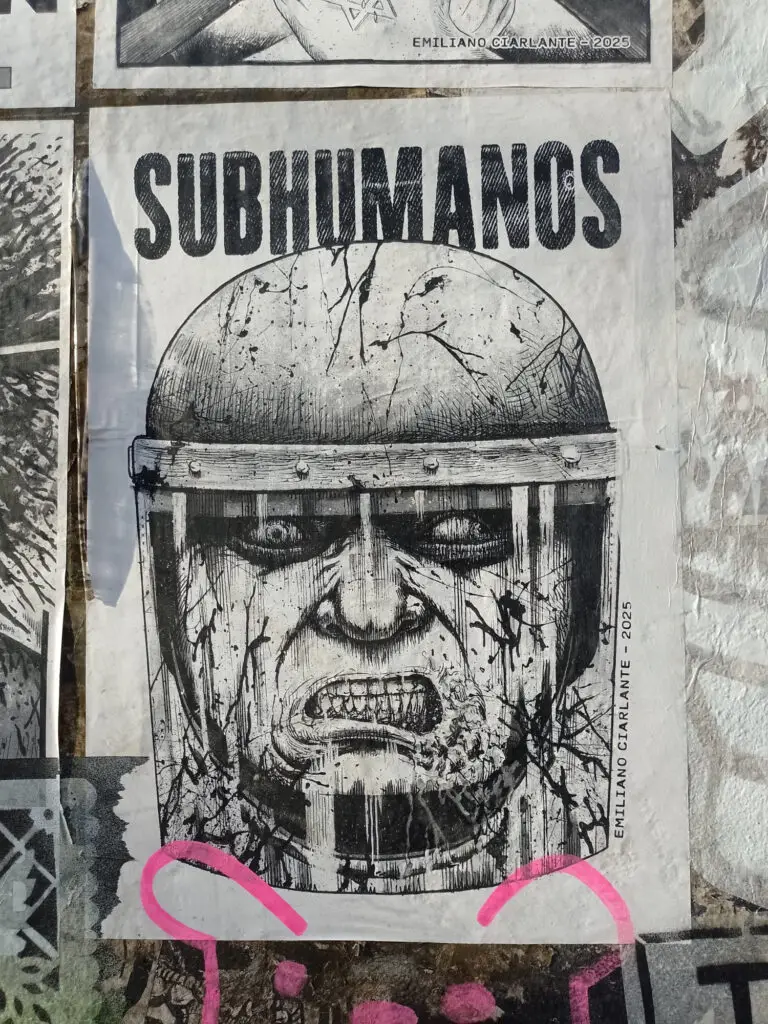 ACAB por Emiliano Ciarlante. Cartel contra la represión policial en Buenos Aires pegado en San Telmo.